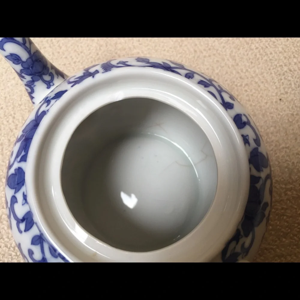 Williams Sonoma Teapot Decor Pot Kettle Accent blue white floral decorative tea